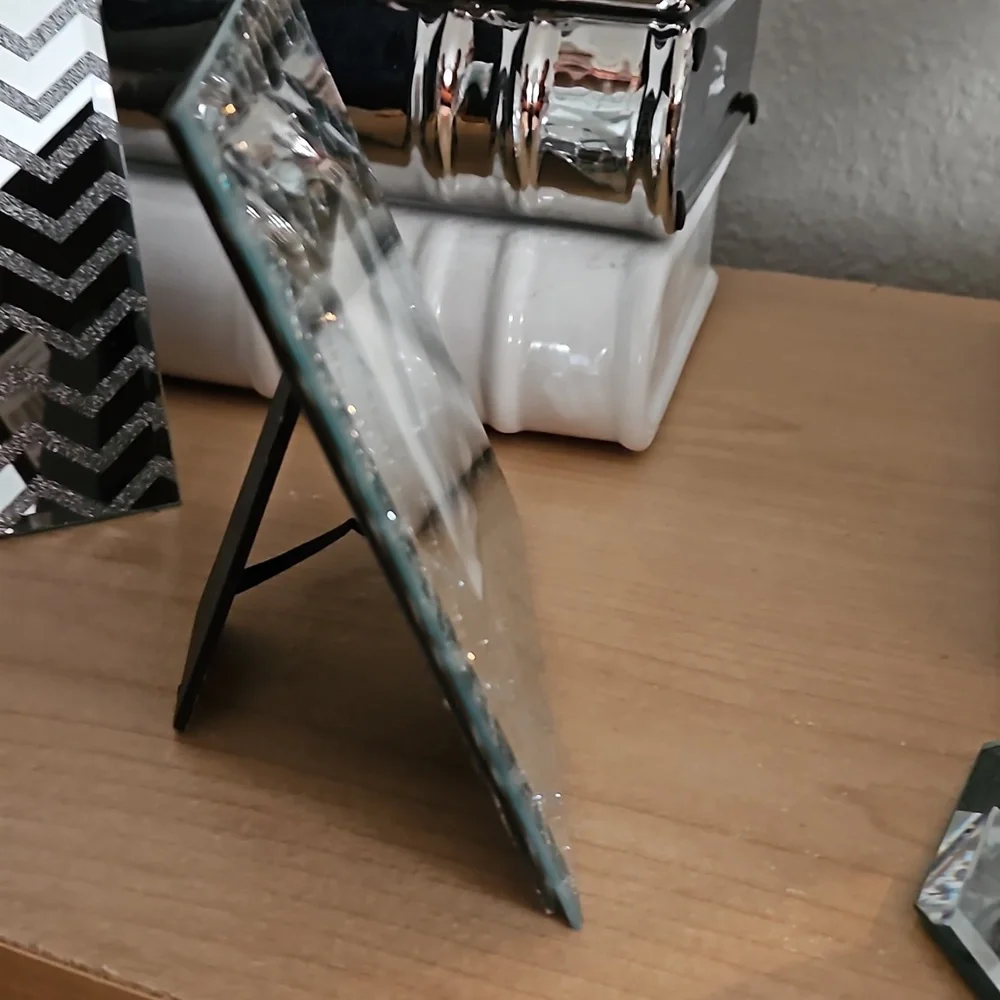 CRYSTAL SPARKLING SILVER MIRROR FRAME PHOTO